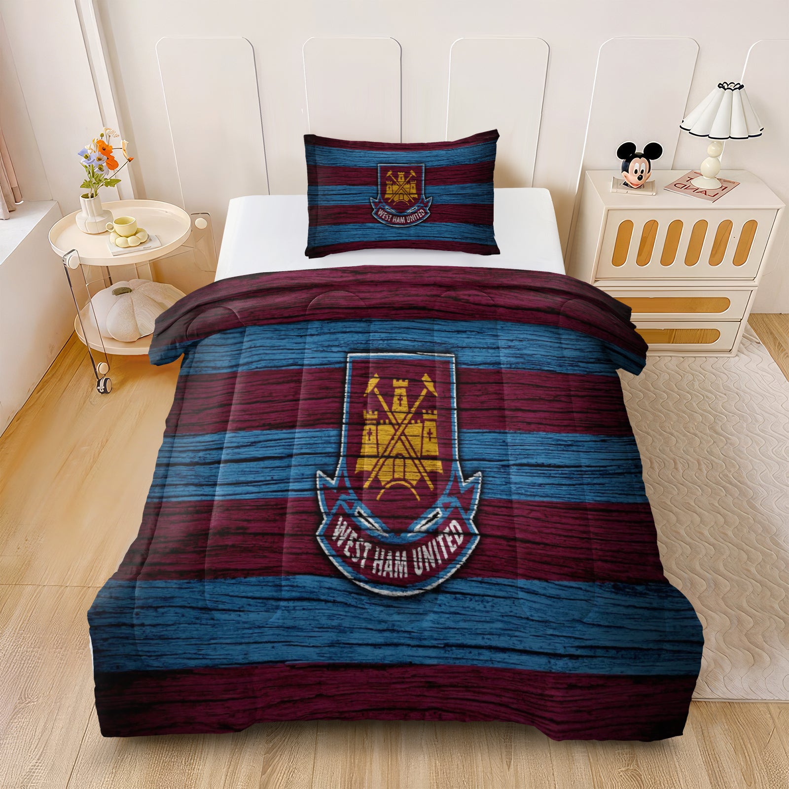 West Ham United Soccer Comforter Pillowcase Sets Blanket All Season Reversible Quilted Duvet