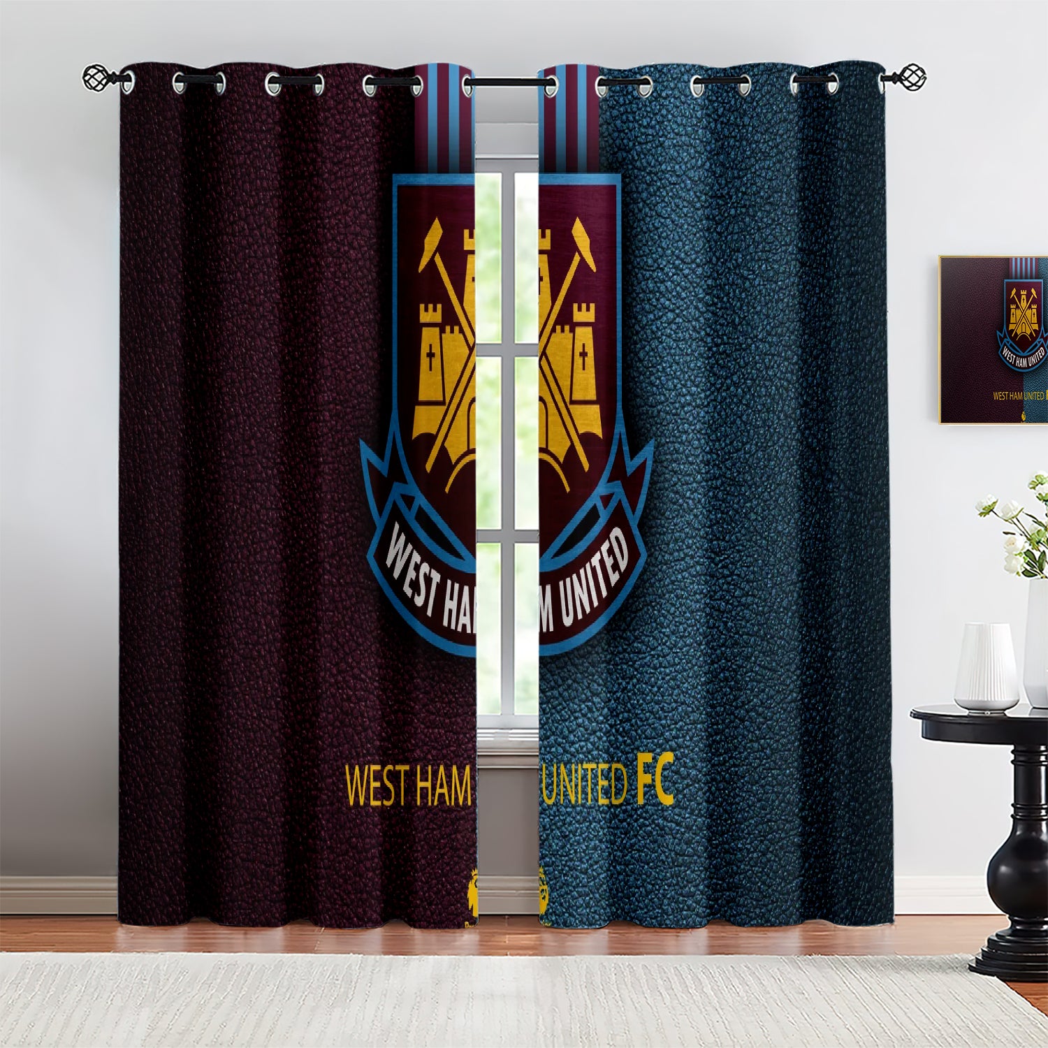 West Ham United Soccer Blackout Curtains Drapes for Window Treatment Set