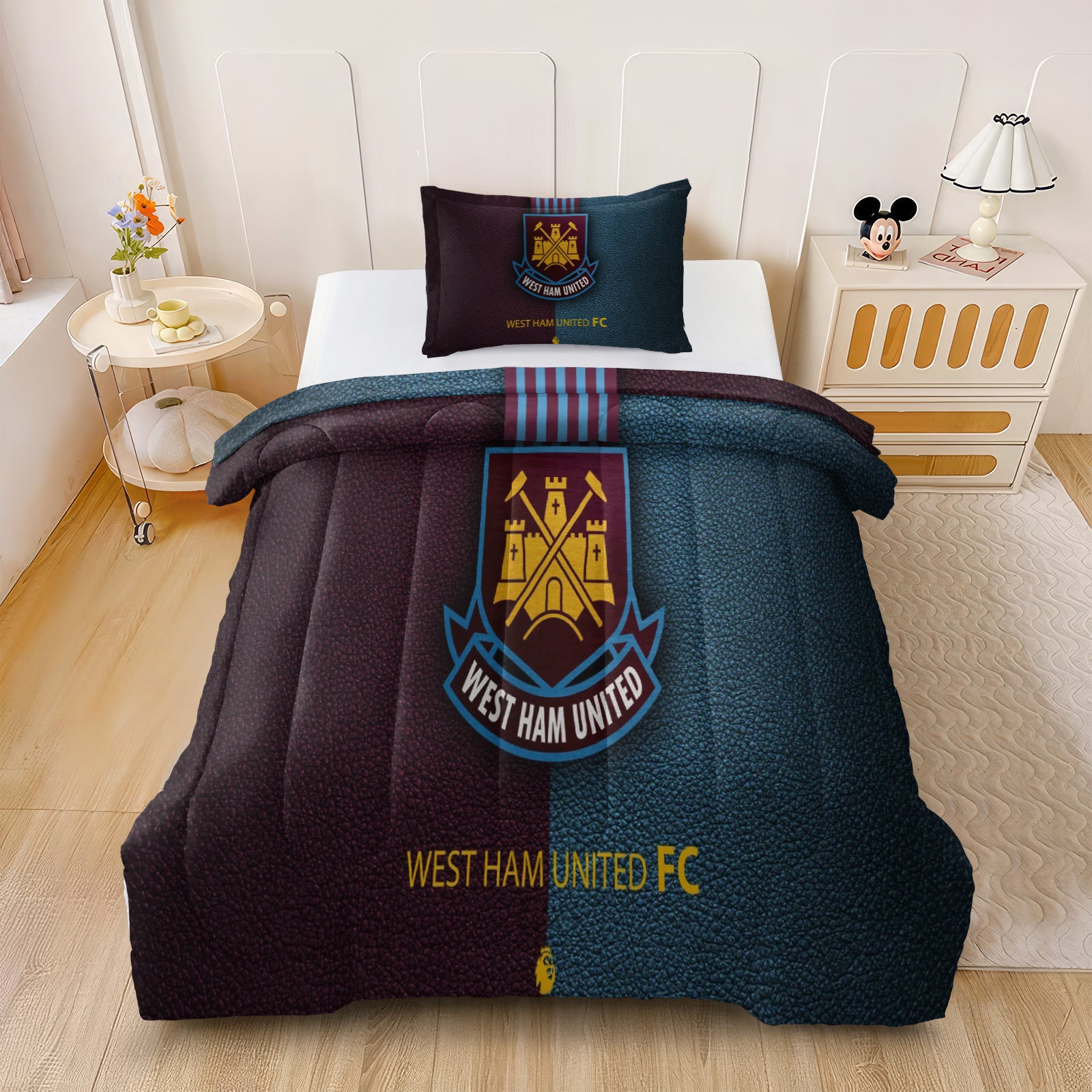 West Ham United Soccer Comforter Pillowcase Sets Blanket All Season Reversible Quilted Duvet