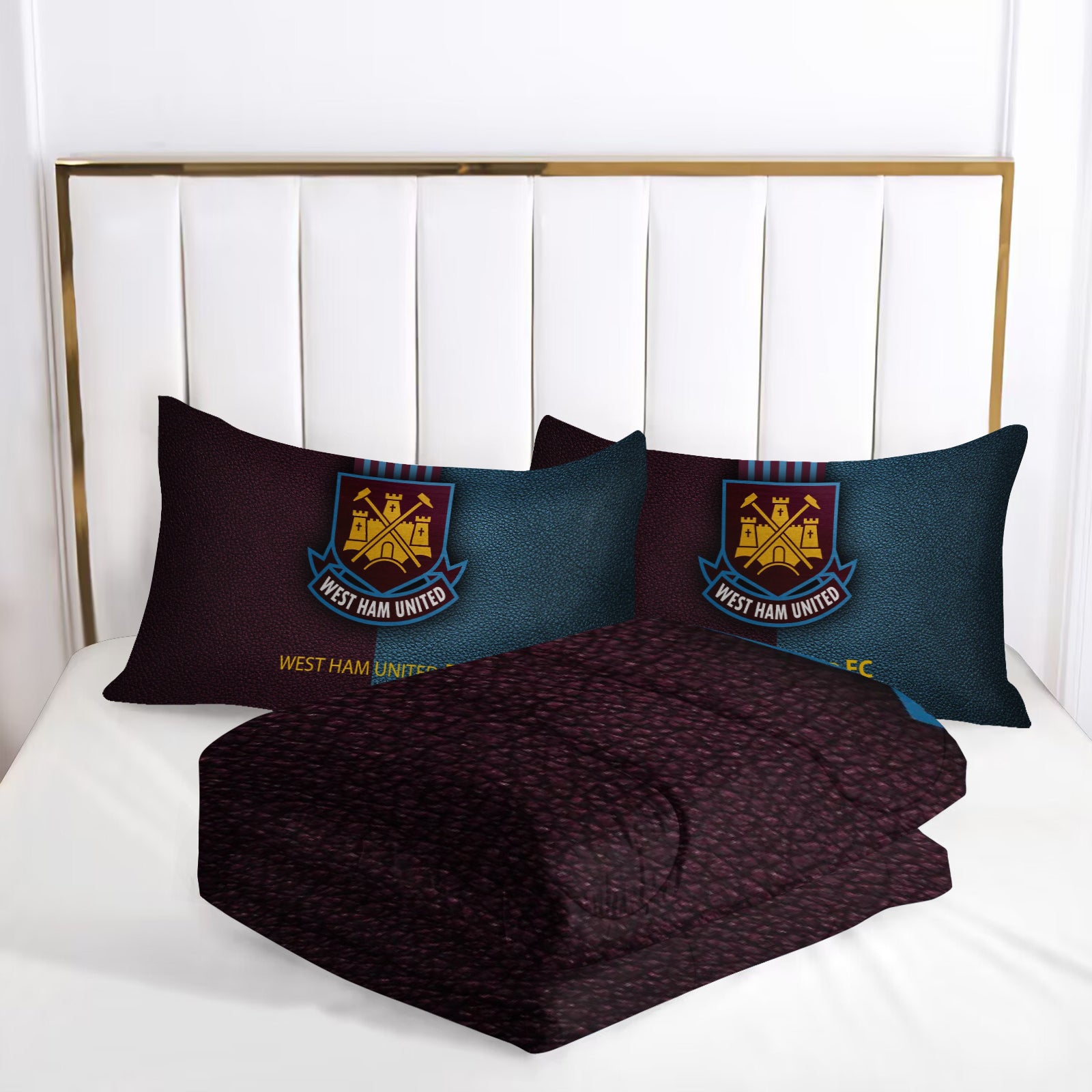 West Ham United Soccer Comforter Pillowcase Sets Blanket All Season Reversible Quilted Duvet