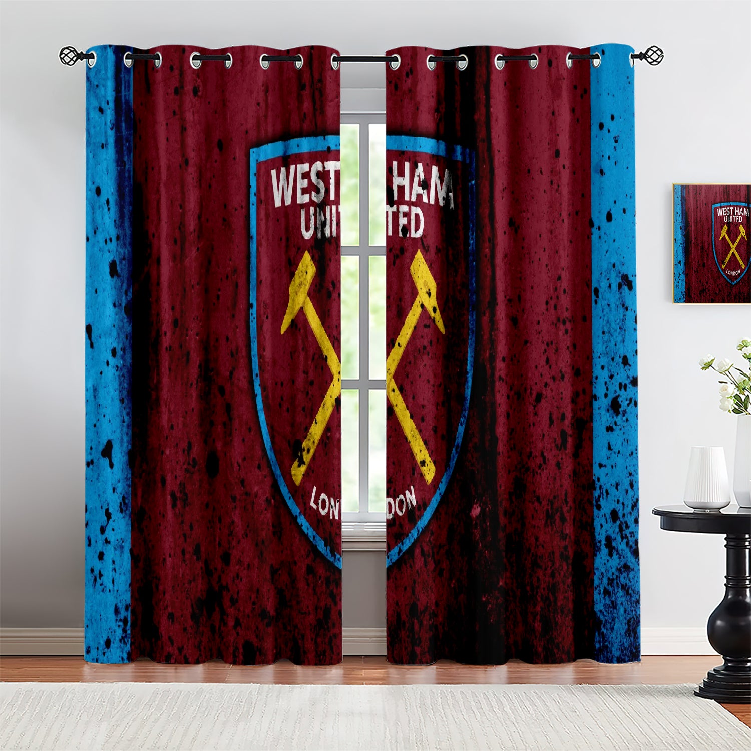 West Ham United Soccer Blackout Curtains Drapes for Window Treatment Set