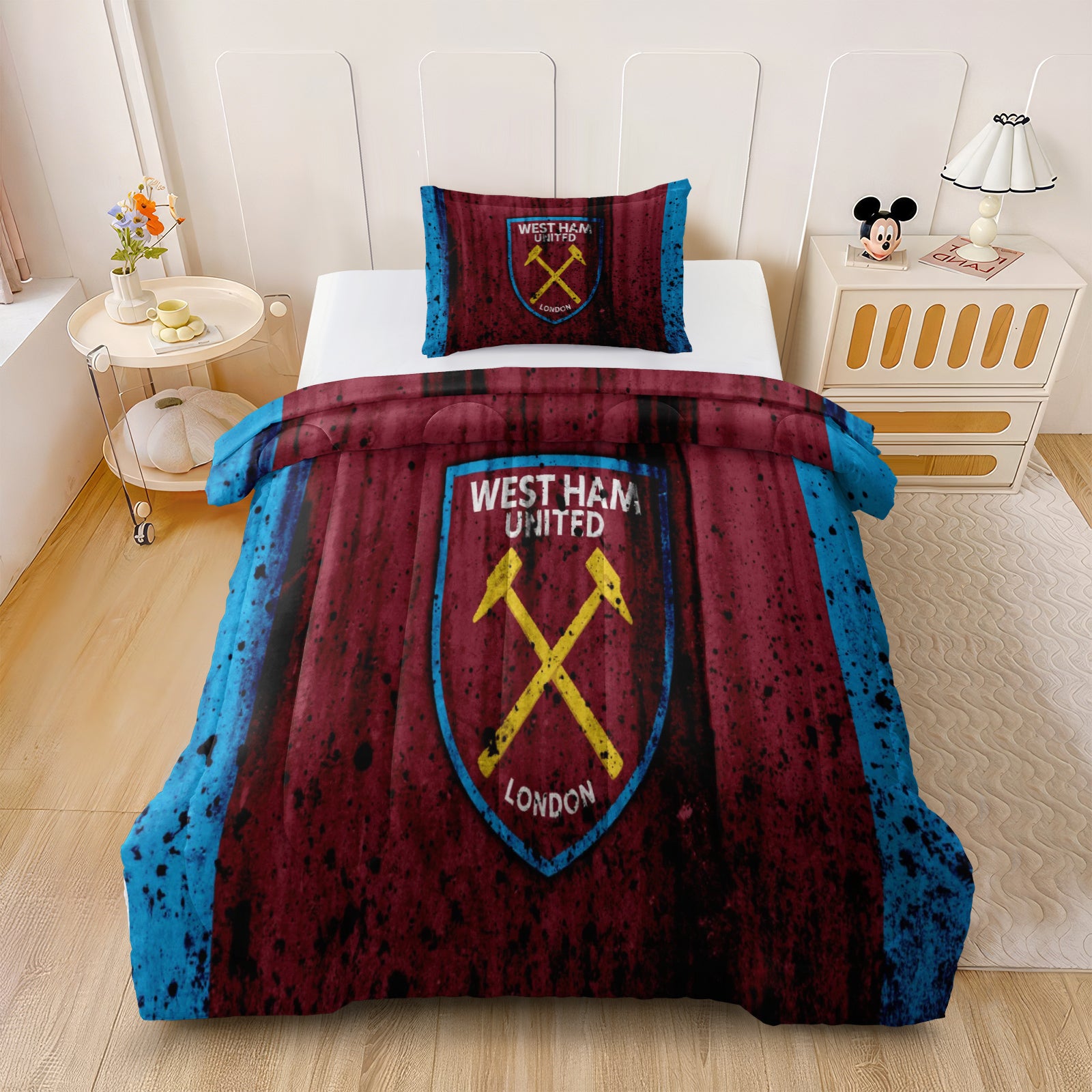 West Ham United Soccer Comforter Pillowcase Sets Blanket All Season Reversible Quilted Duvet