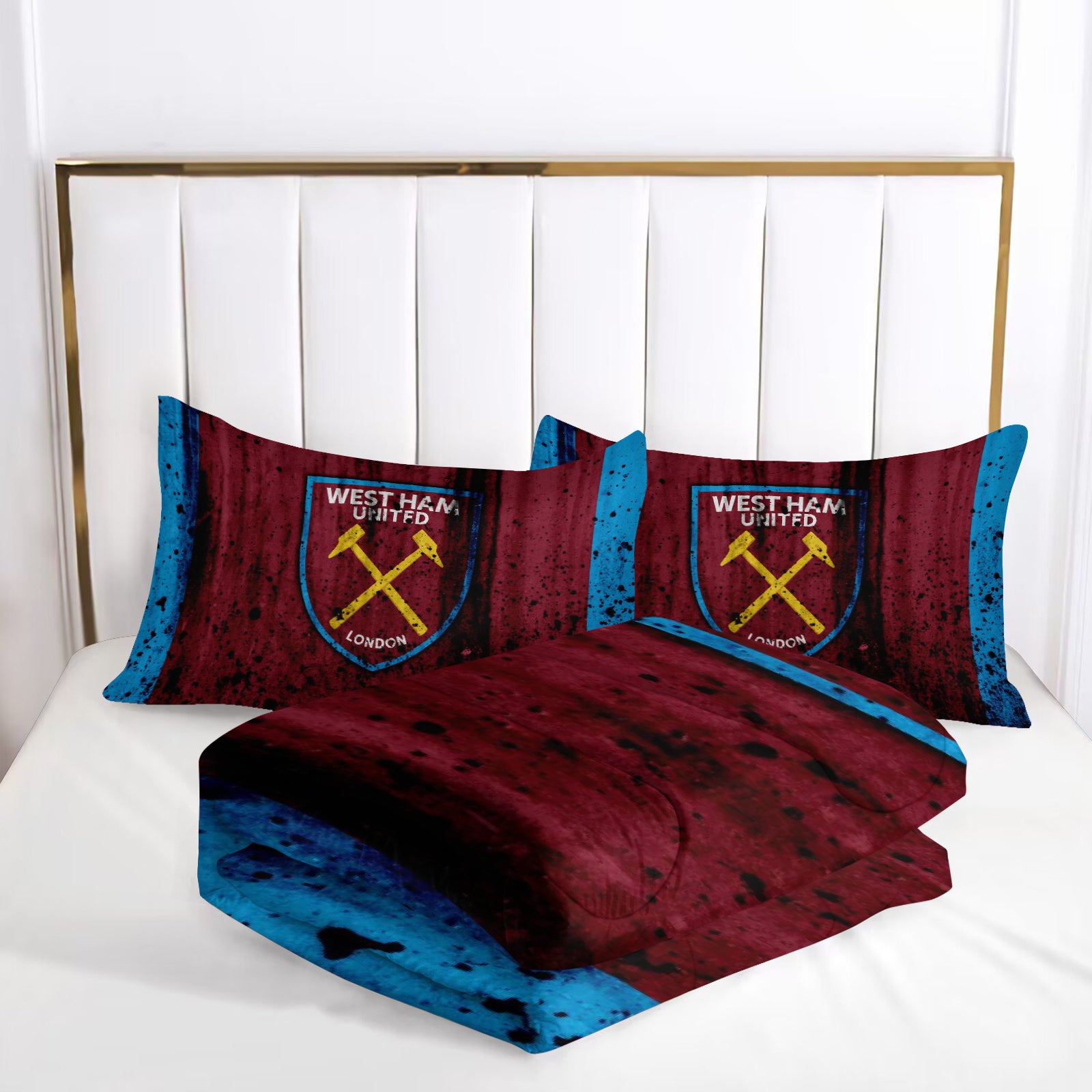 West Ham United Soccer Comforter Pillowcase Sets Blanket All Season Reversible Quilted Duvet