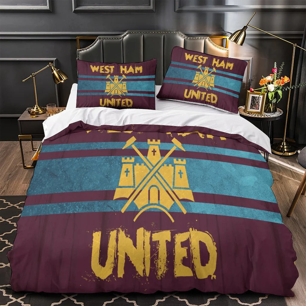 West Ham United Duvet Cover Quilt Case Pillowcase Bedding Set Without Filler