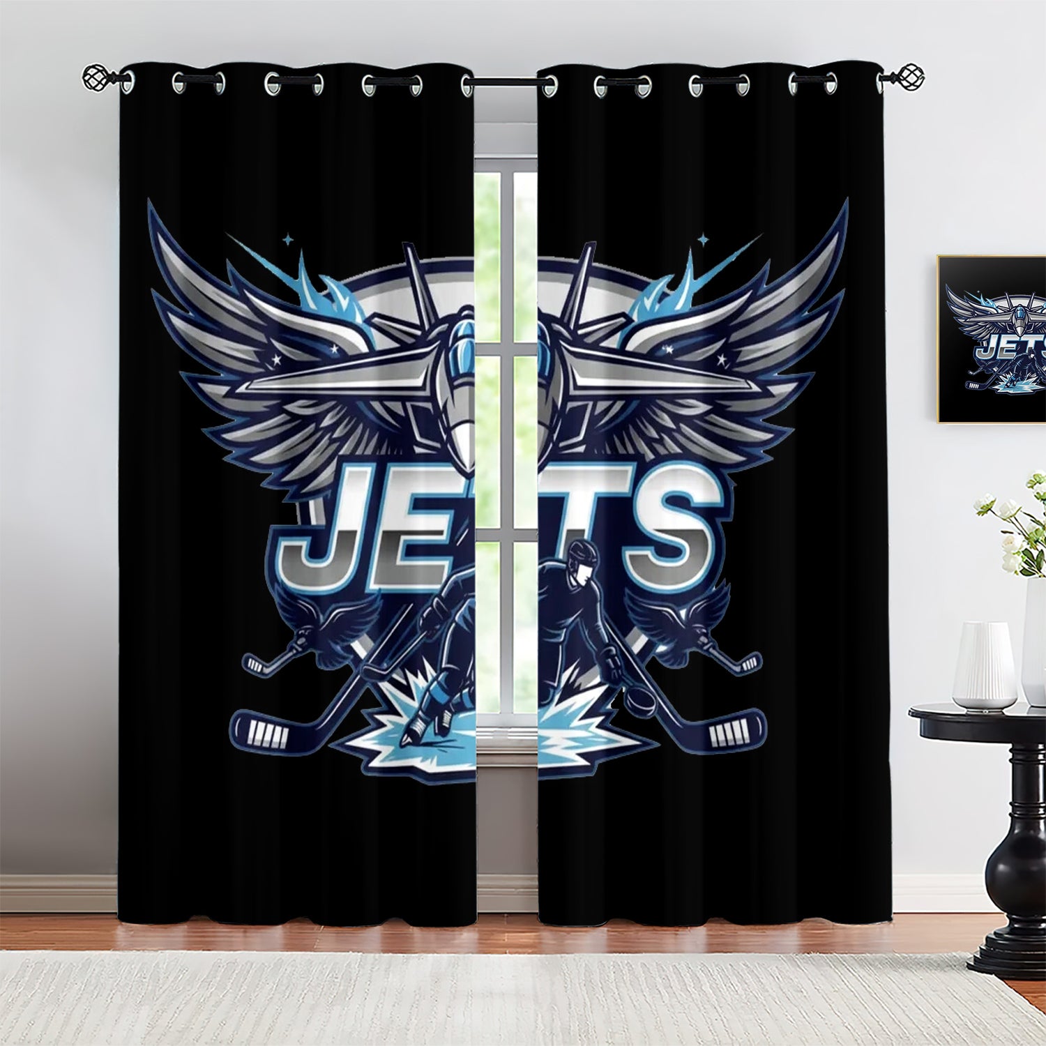 Winnipeg Jets Blackout Curtains Drapes For Window Treatment Set