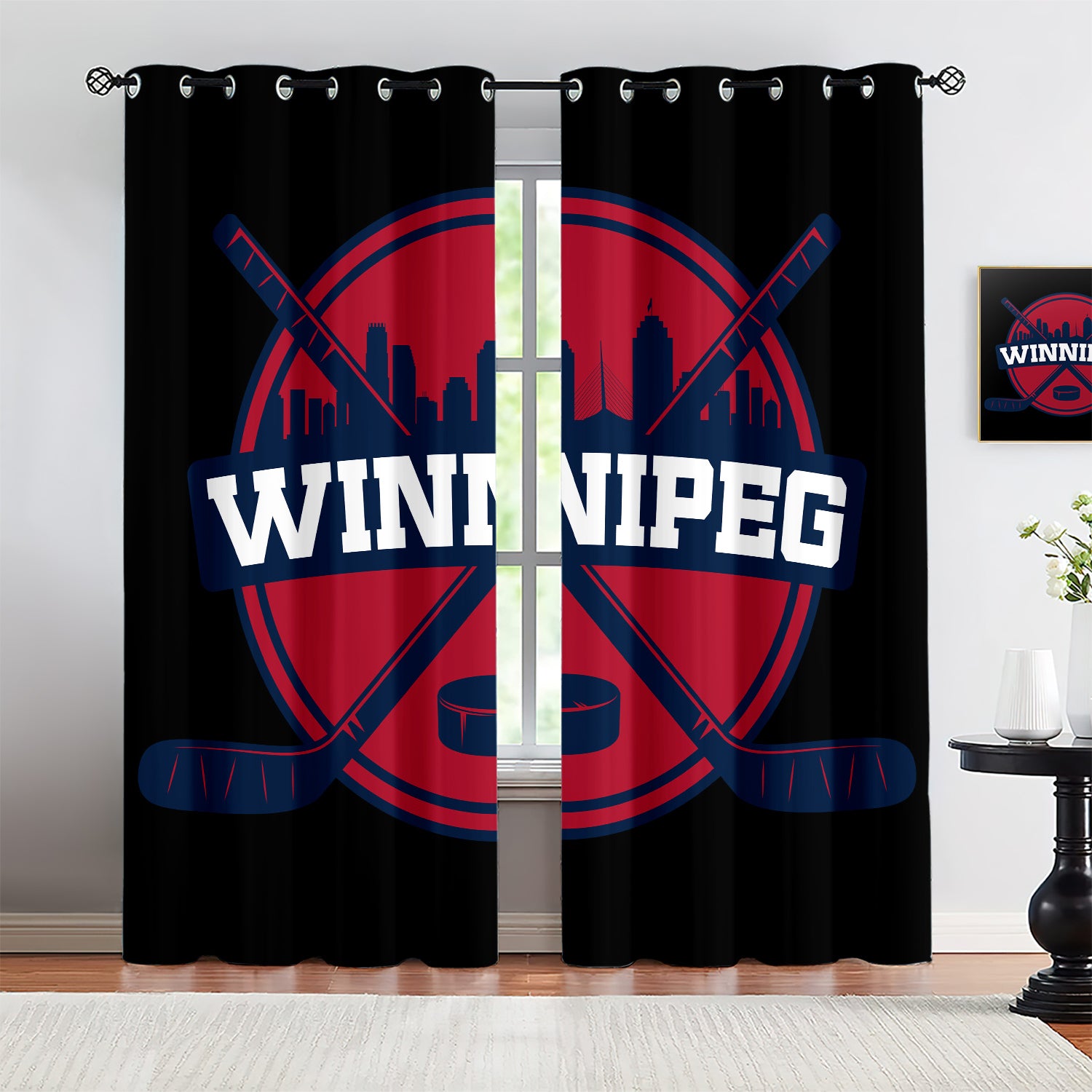 Winnipeg Jets Blackout Curtains Drapes For Window Treatment Set