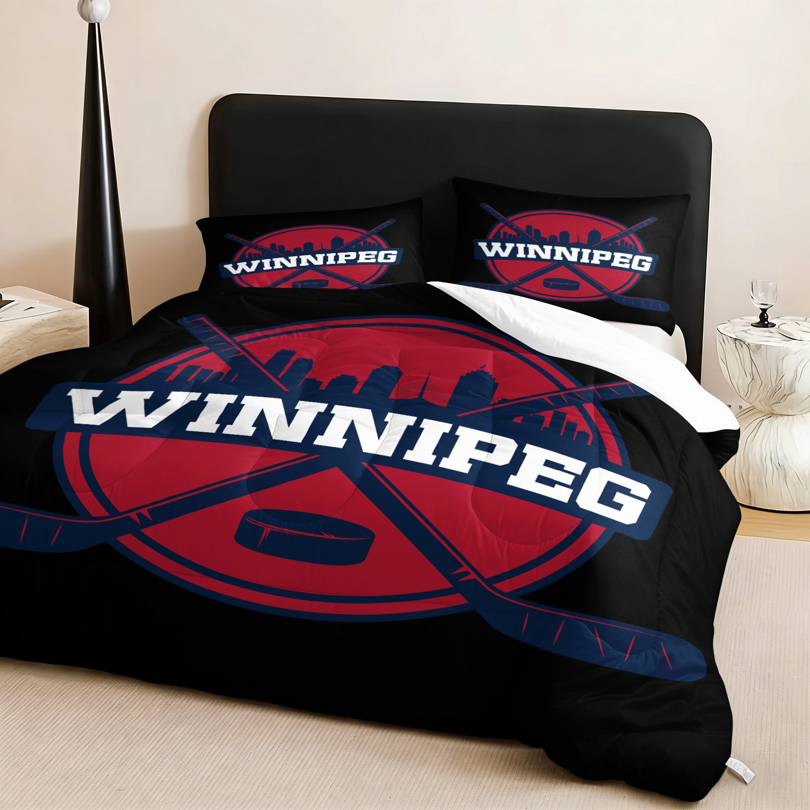 Winnipeg Jets Hockey League Comforter Pillowcase Sets Blanket All Season Reversible Quilted Duvet