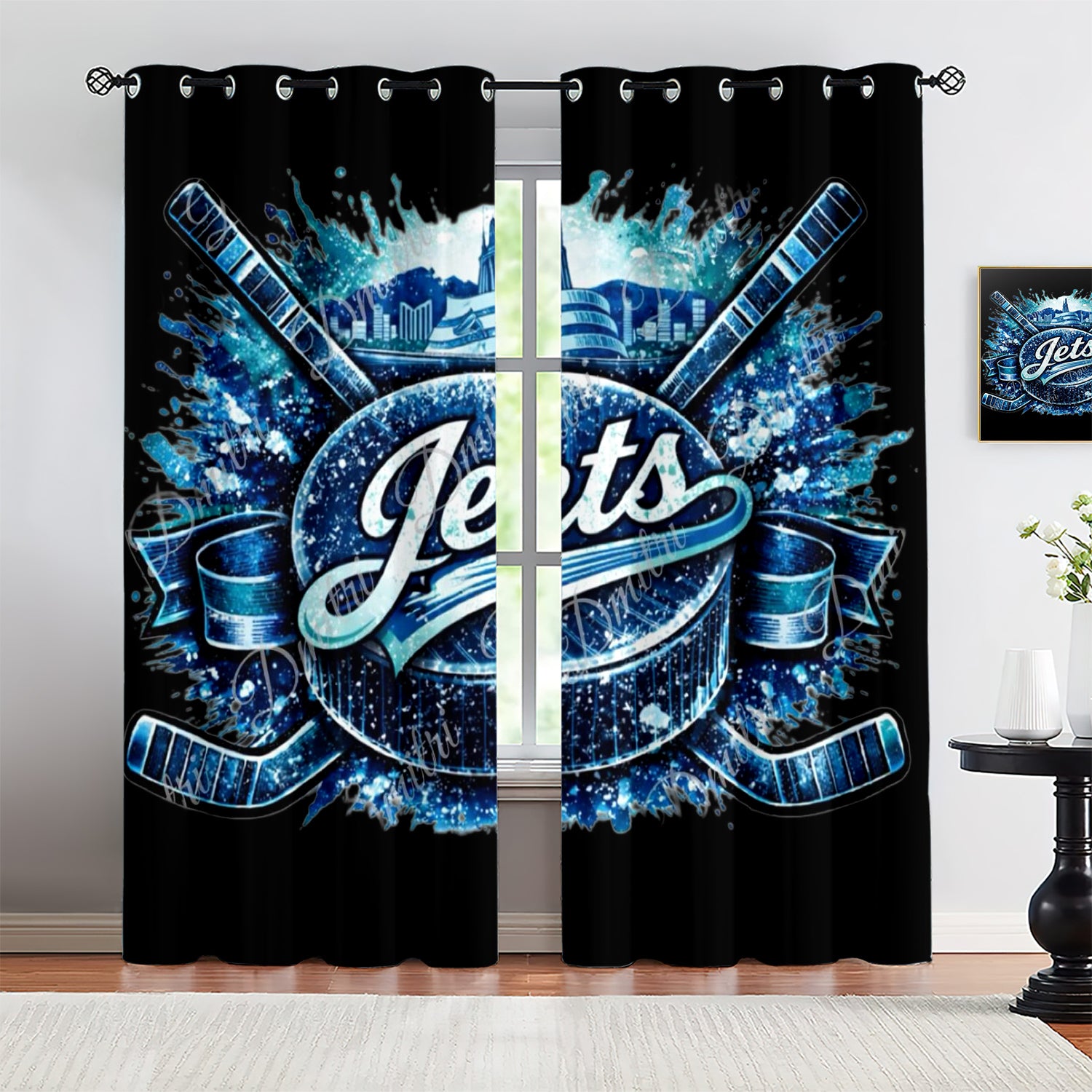 Winnipeg Jets Blackout Curtains Drapes For Window Treatment Set