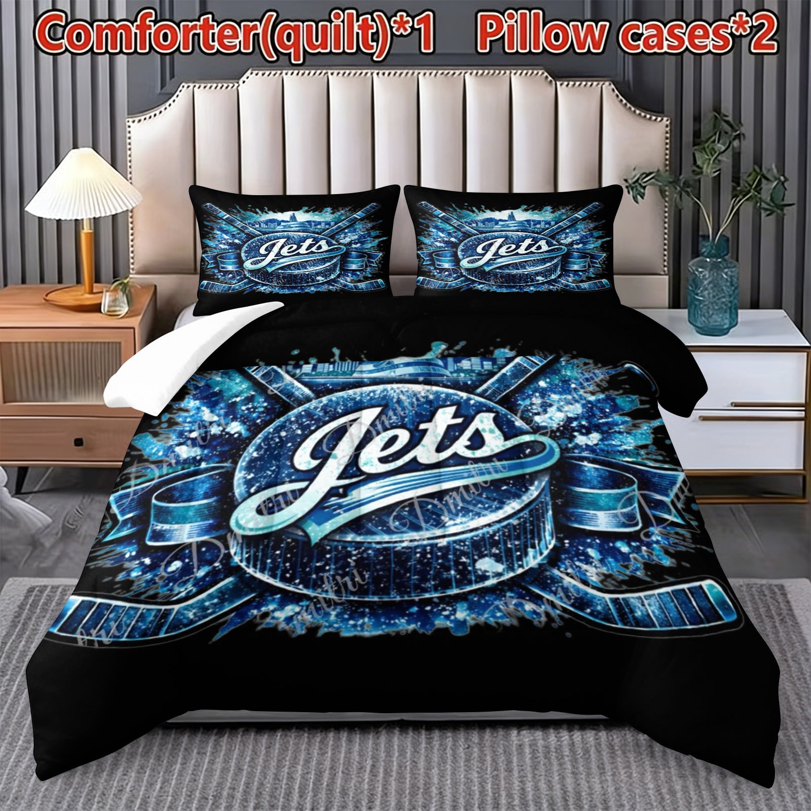 Winnipeg Jets Hockey League Comforter Pillowcase Sets Blanket All Season Reversible Quilted Duvet