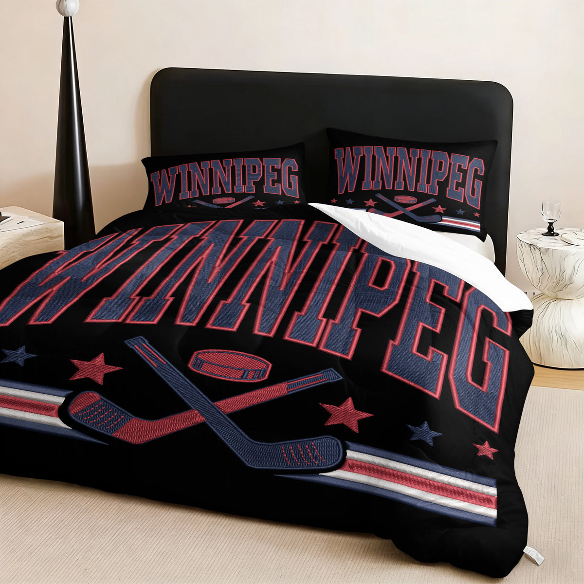 Winnipeg Jets Hockey League Comforter Pillowcase Sets Blanket All Season Reversible Quilted Duvet