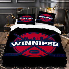 Winnipeg Jets Hockey Duvet Cover Quilt Case Pillowcase Bedding Set Without Filler