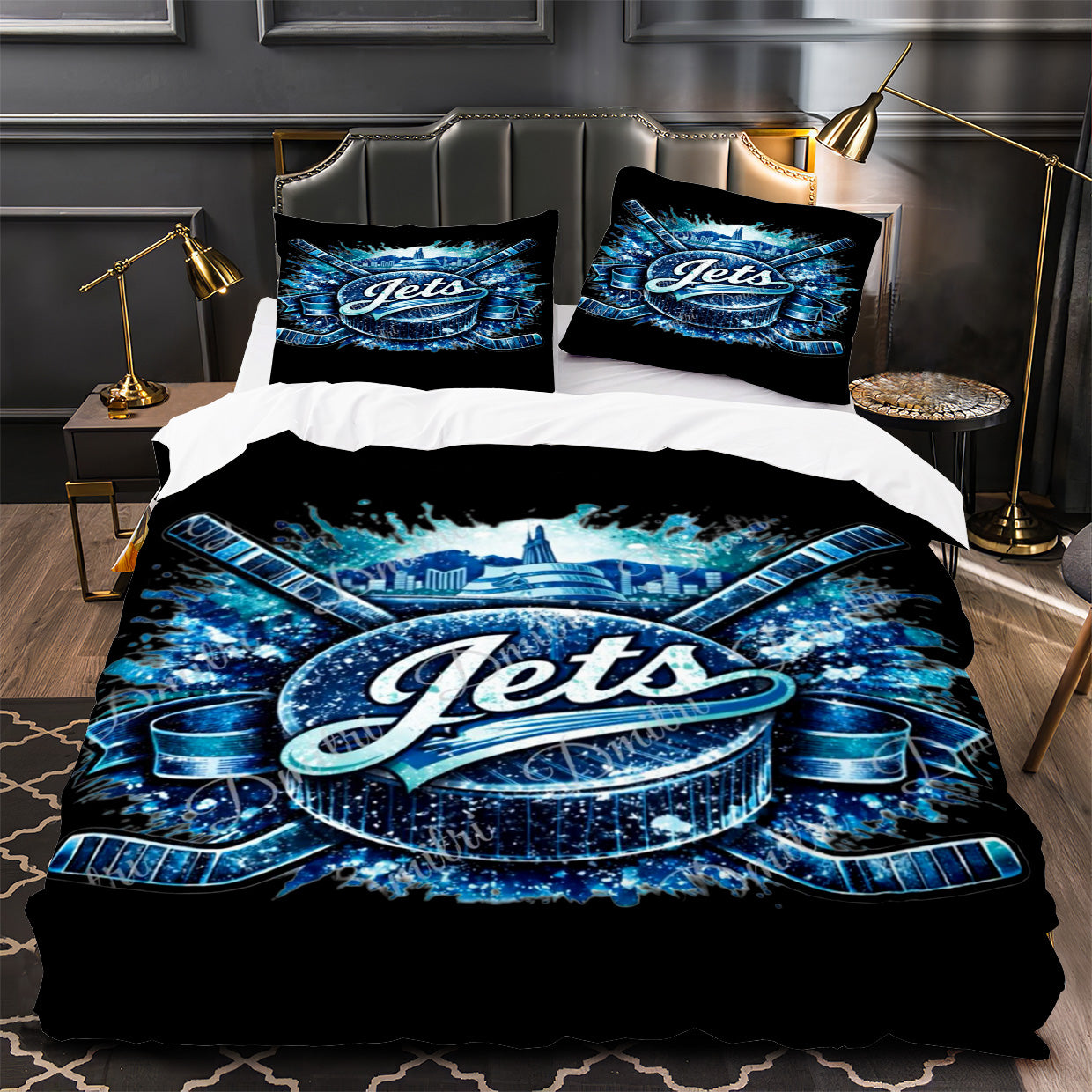 Winnipeg Jets Hockey Duvet Cover Quilt Case Pillowcase Bedding Set Without Filler