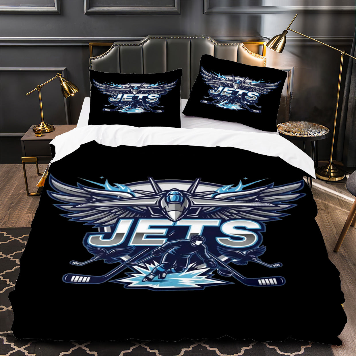 Winnipeg Jets Hockey Duvet Cover Quilt Case Pillowcase Bedding Set Without Filler