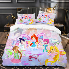 Winx Club Duvet Cover Quilt Case Pillowcase Bedding Set Without Filler