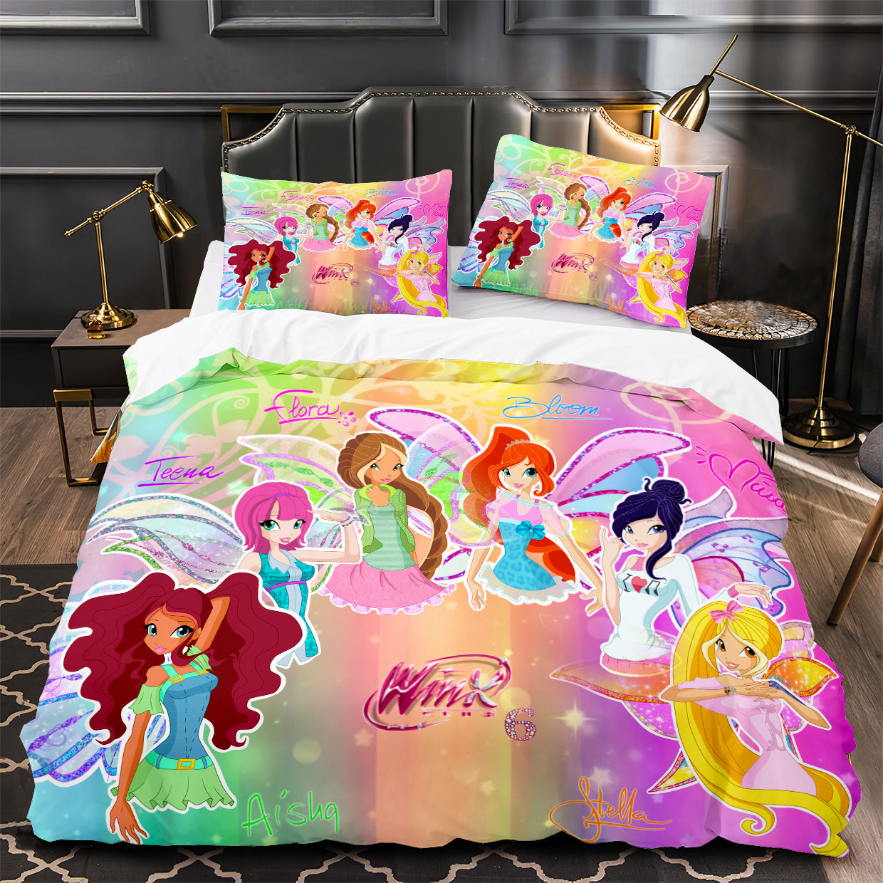 Winx Club Duvet Cover Quilt Case Pillowcase Bedding Set Without Filler