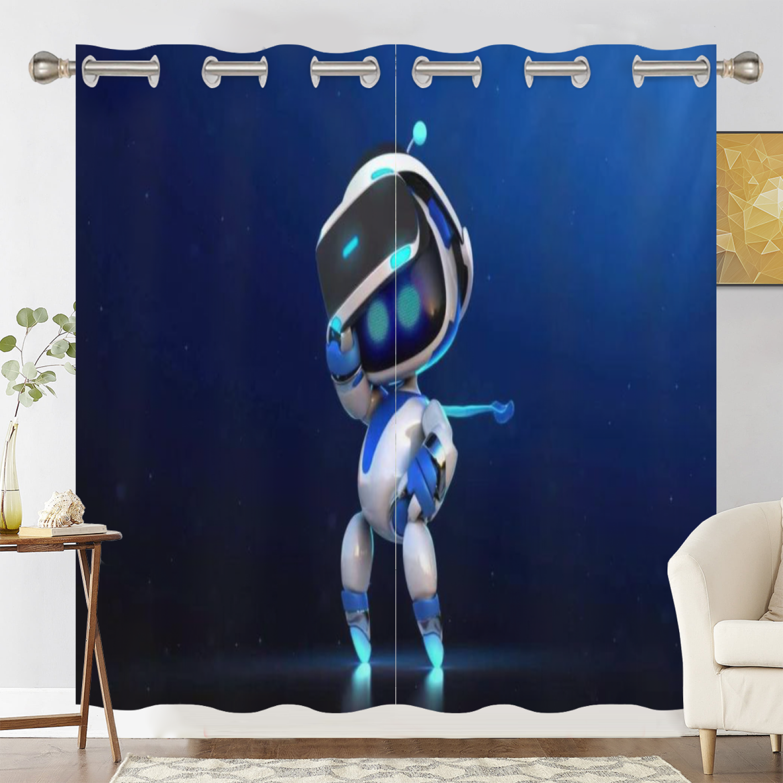 Astro Bot Blackout Curtains Drapes for Window Treatment Set