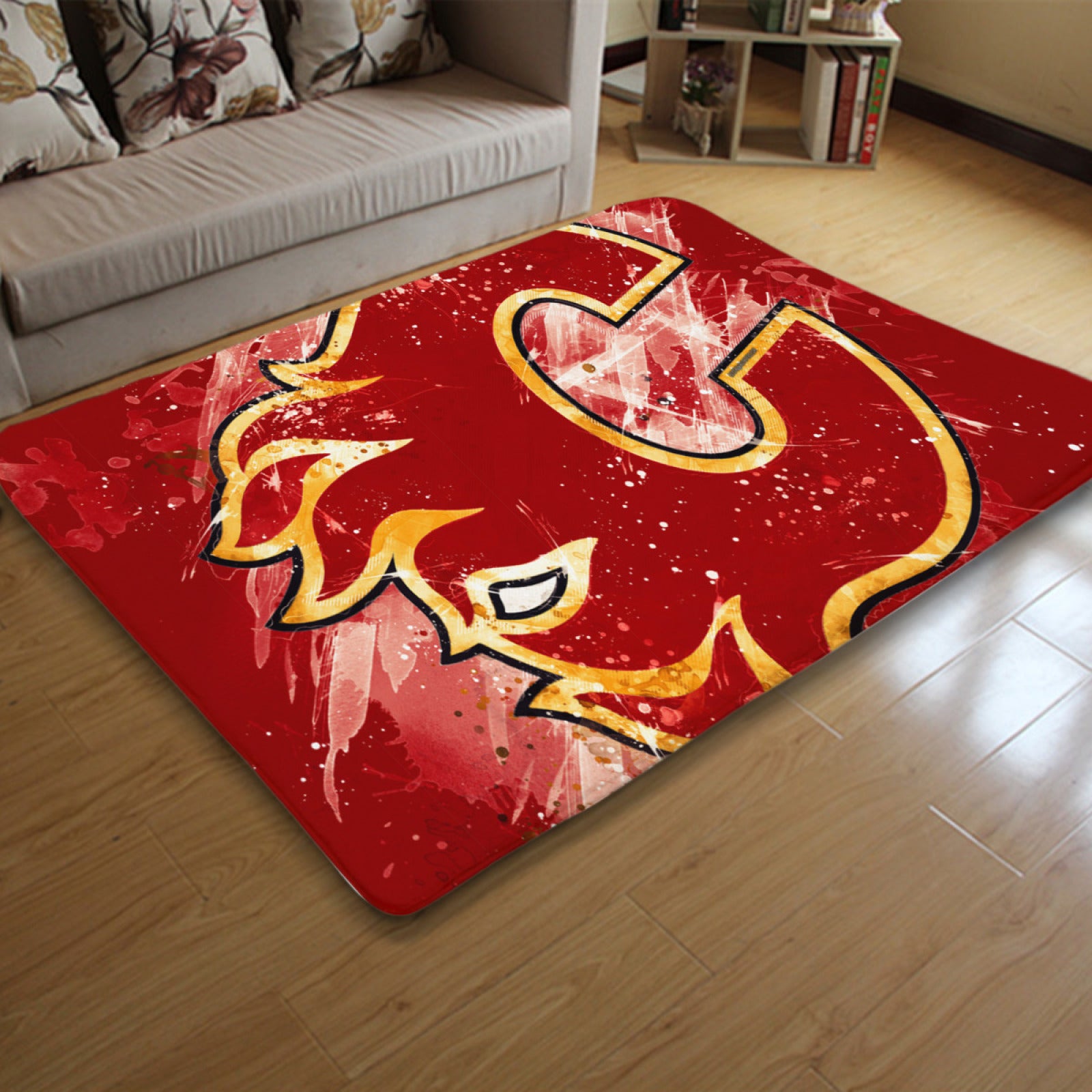 Calgary Flame Hockey League Carpet Living Room Bedroom Mats Kitchen Bathroom Rugs