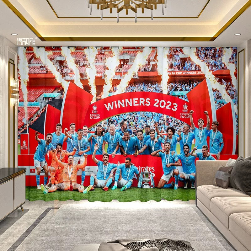 2025 New Manchester City Football Club Curtains Blackout Window Treatments Drapes Room Decor