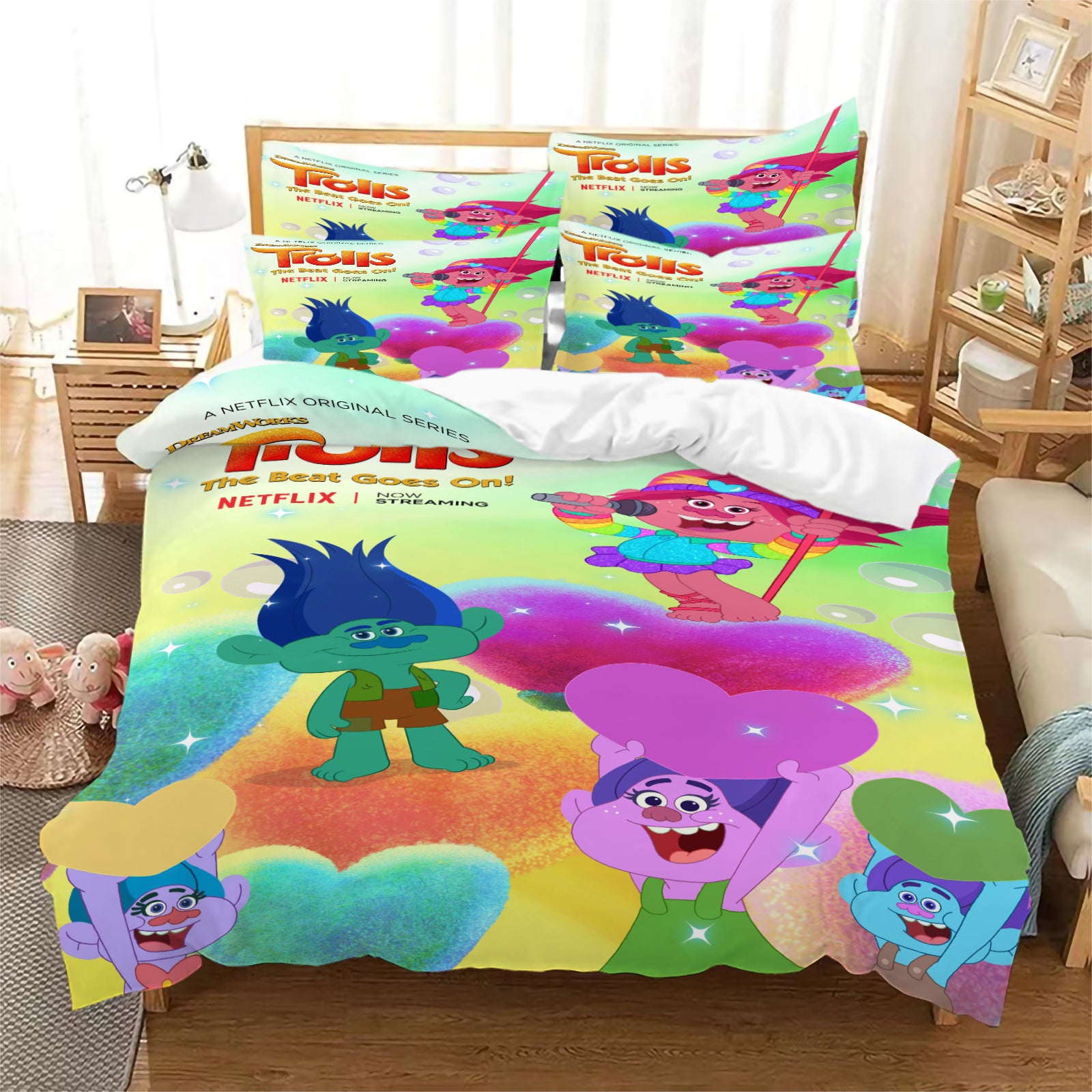 2025 New Trolls The Beat Goes On Duvet Cover Quilt Case Pillowcase Bedding Set Without Filler