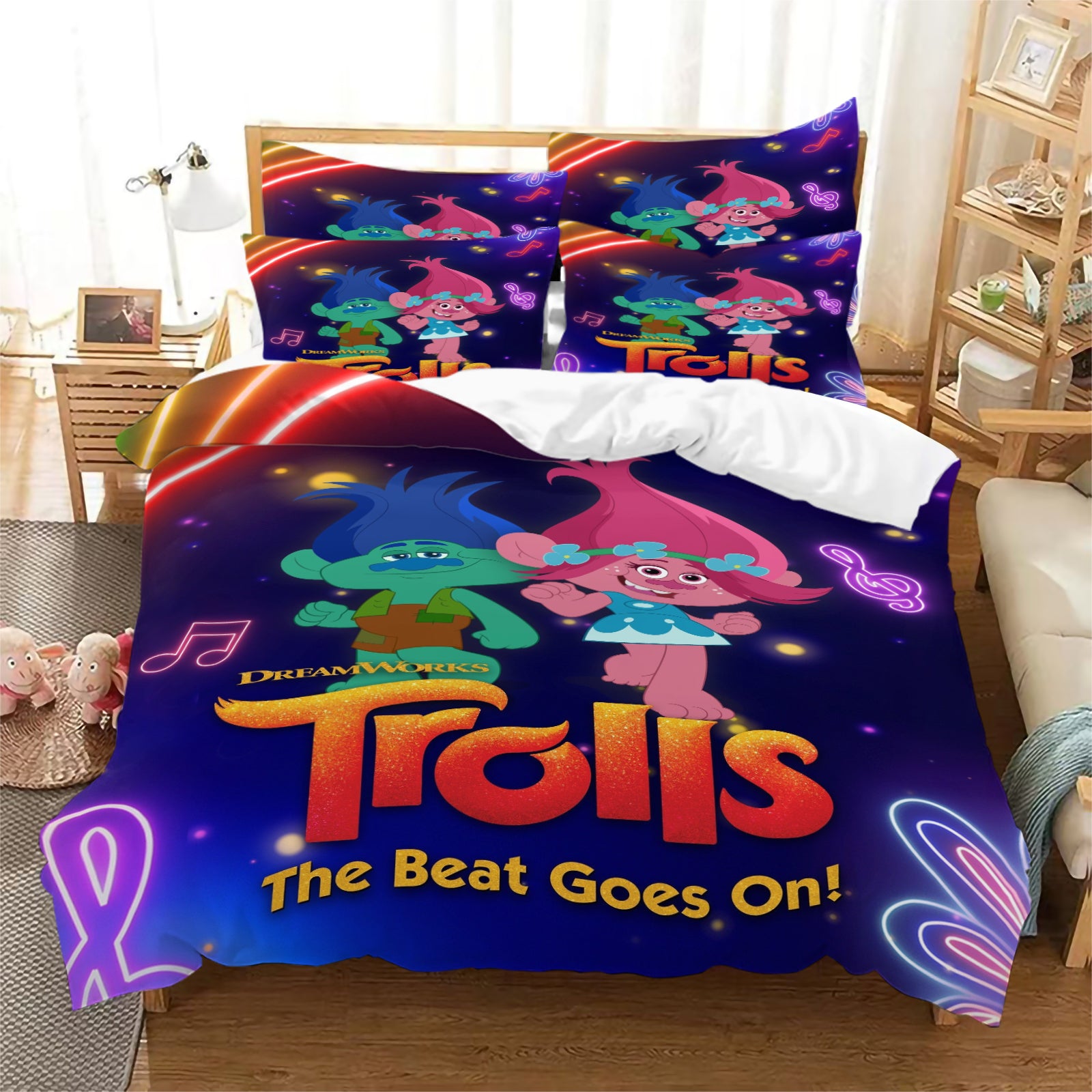 2025 New Trolls The Beat Goes On Duvet Cover Quilt Case Pillowcase Bedding Set Without Filler