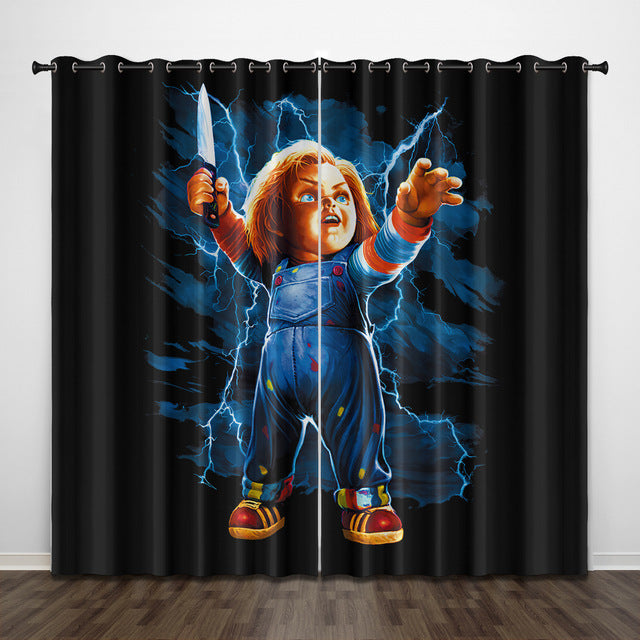 Childs Play Chucky Horror Movie Blackout Curtain for Bedroom Window Treatment