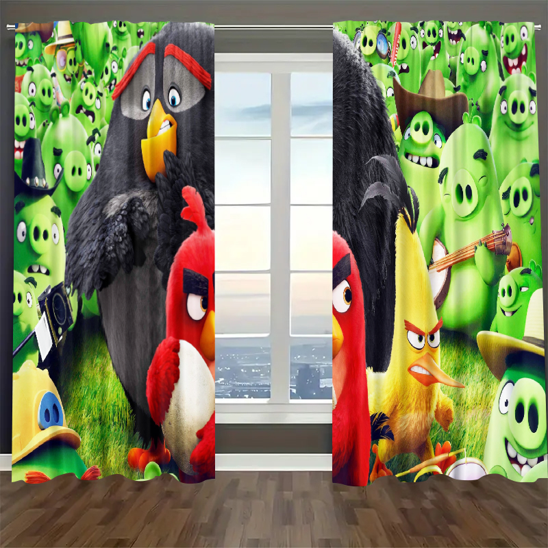 Angry Birds Blackout Curtains Drapes For Window Treatment Set