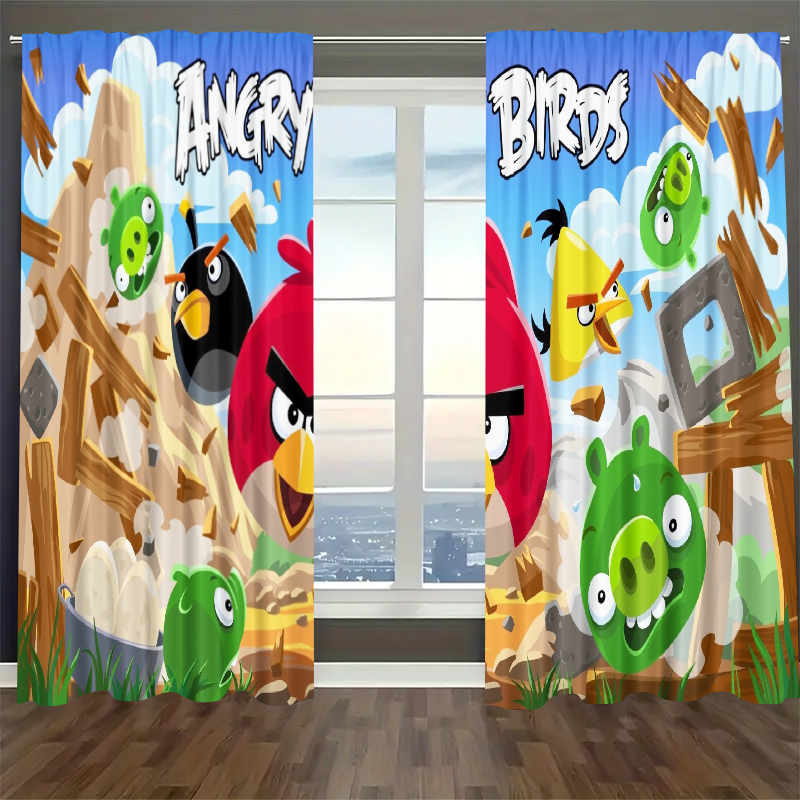 Angry Birds Blackout Curtains Drapes For Window Treatment Set