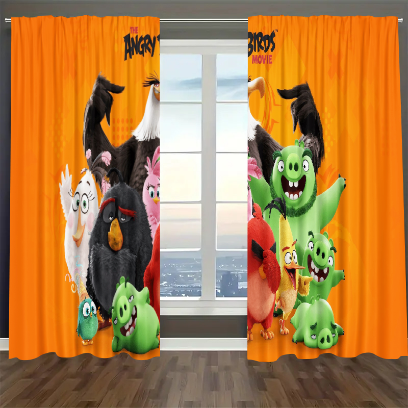 Angry Birds Blackout Curtains Drapes For Window Treatment Set
