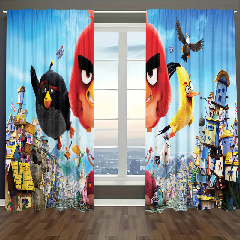 Angry Birds Blackout Curtains Drapes For Window Treatment Set