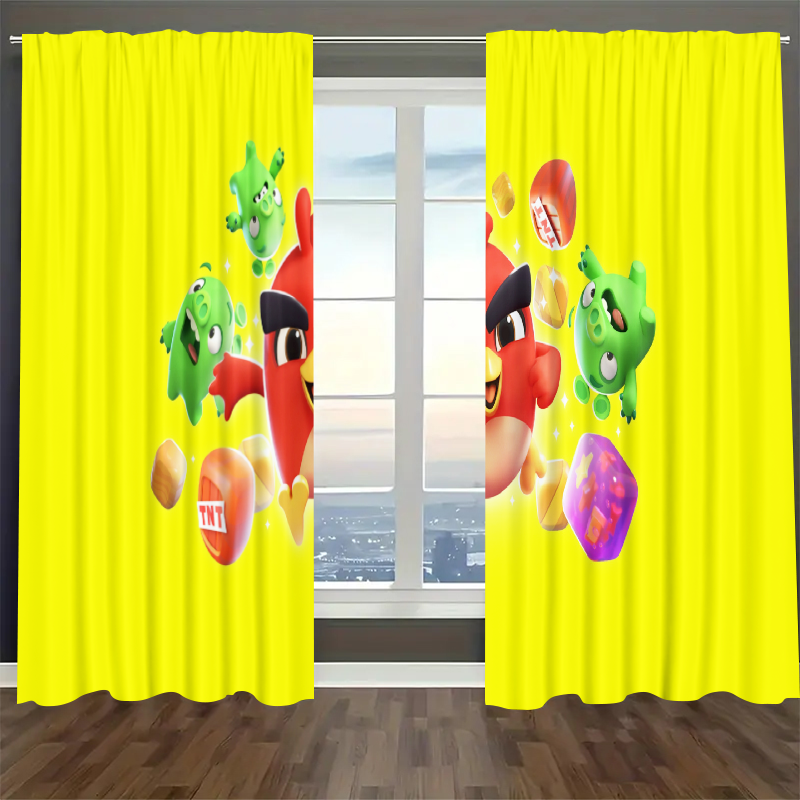 Angry Birds Blackout Curtains Drapes For Window Treatment Set