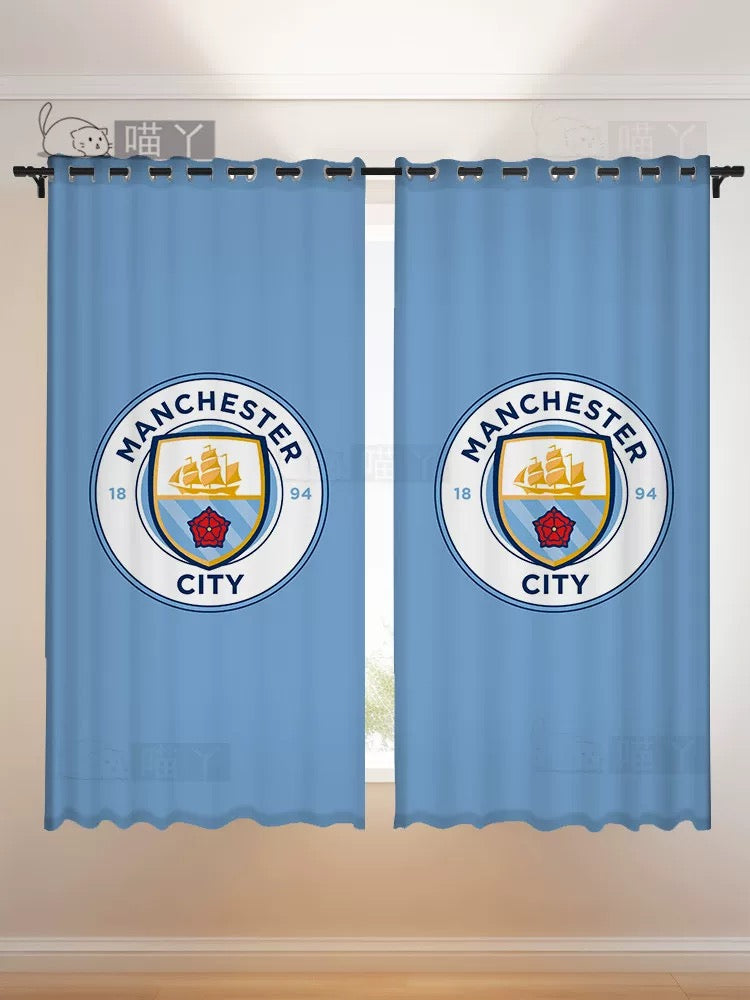 2025 New Manchester City Football Club Curtains Blackout Window Treatments Drapes Room Decor