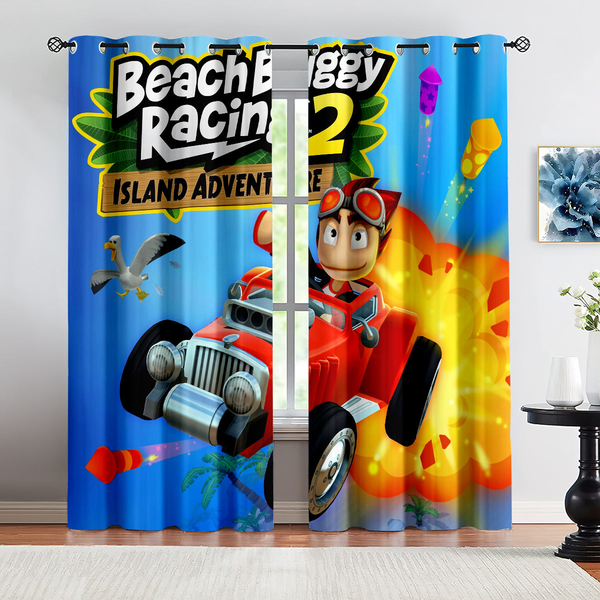 Beach Buggy Racing Blackout Curtains Drapes For Window Treatment Set