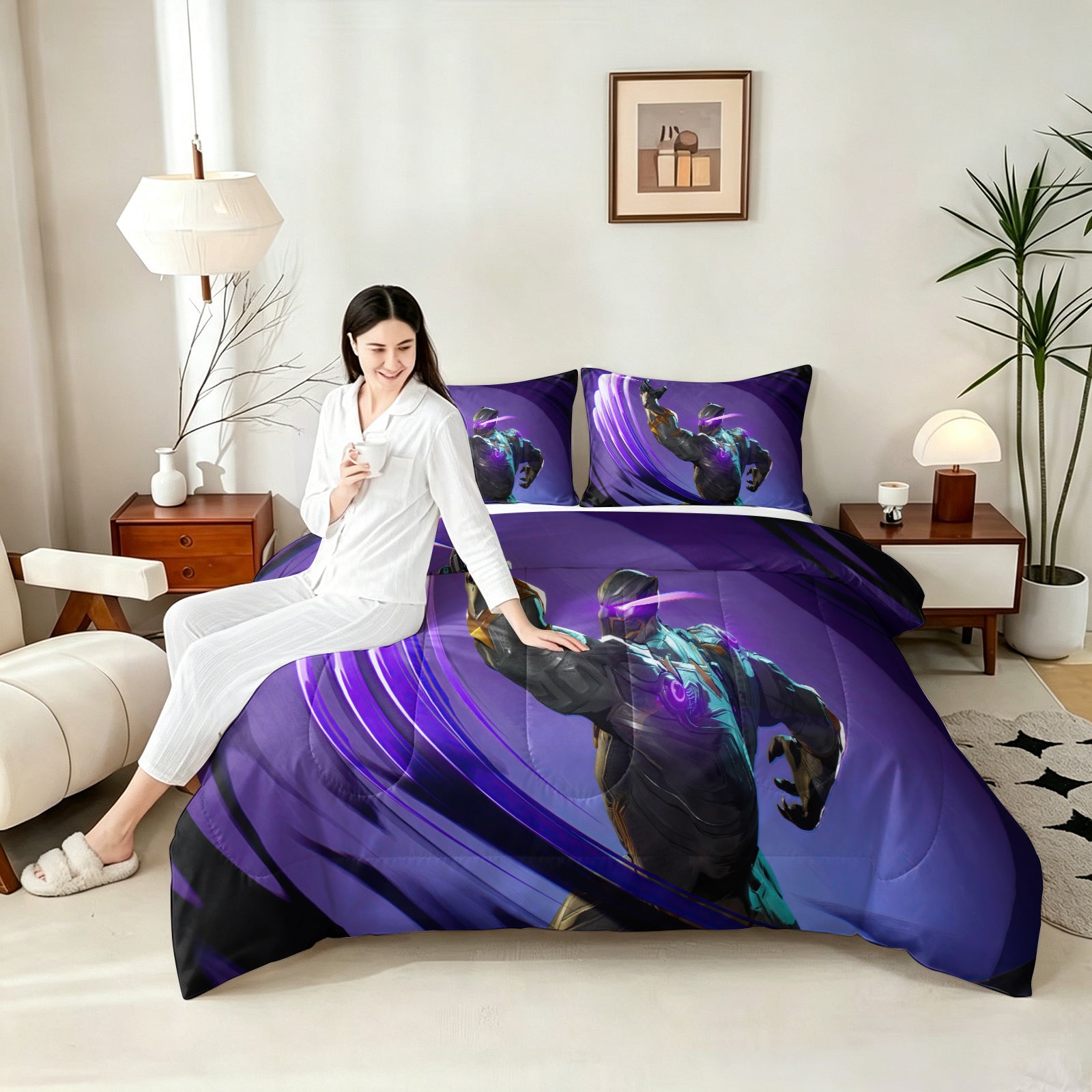 ‌Marvel Rivals Black Panther Comforter Pillowcase Sets Blanket All Season Reversible Quilted Duvet