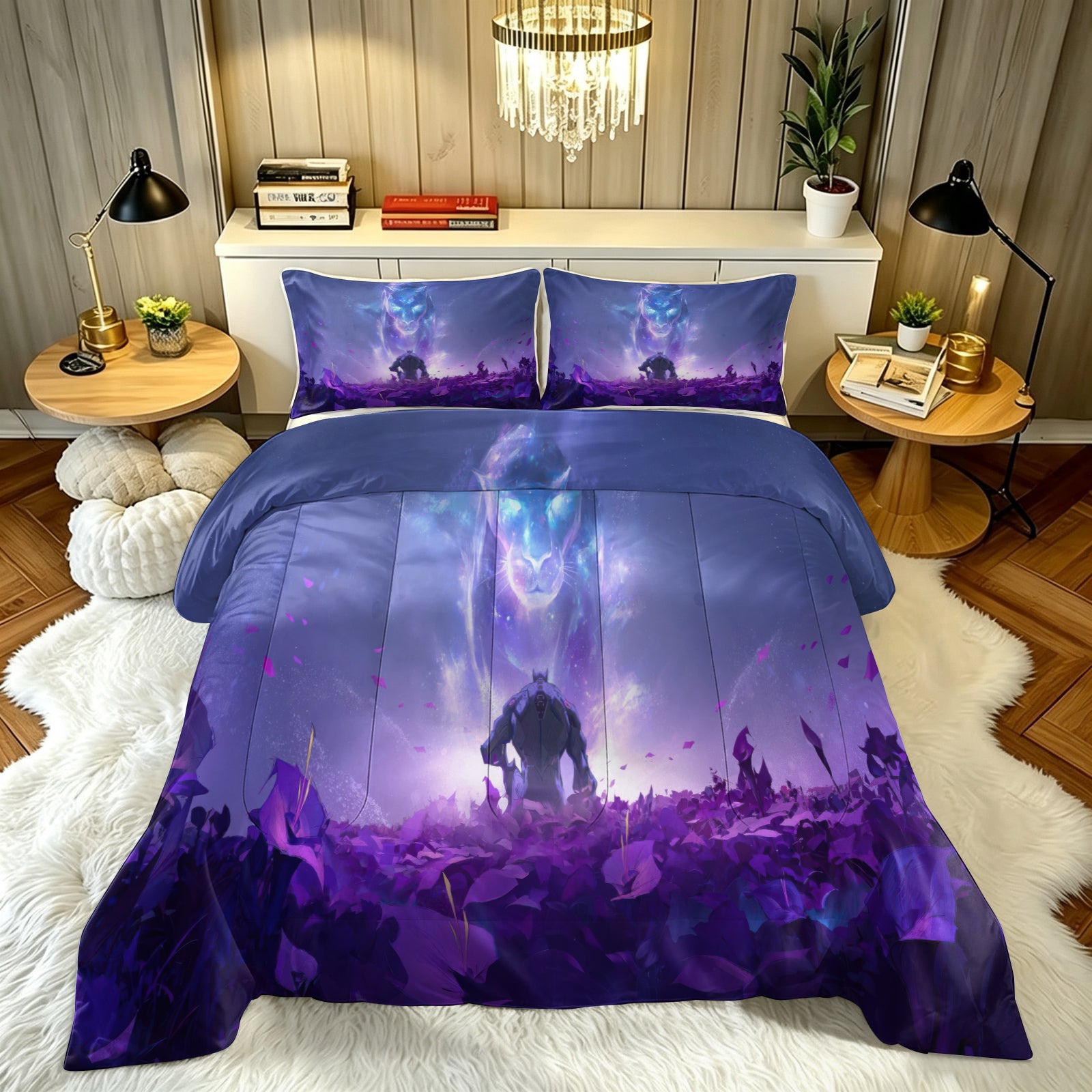 ‌Marvel Rivals Black Panther Comforter Pillowcase Sets Blanket All Season Reversible Quilted Duvet