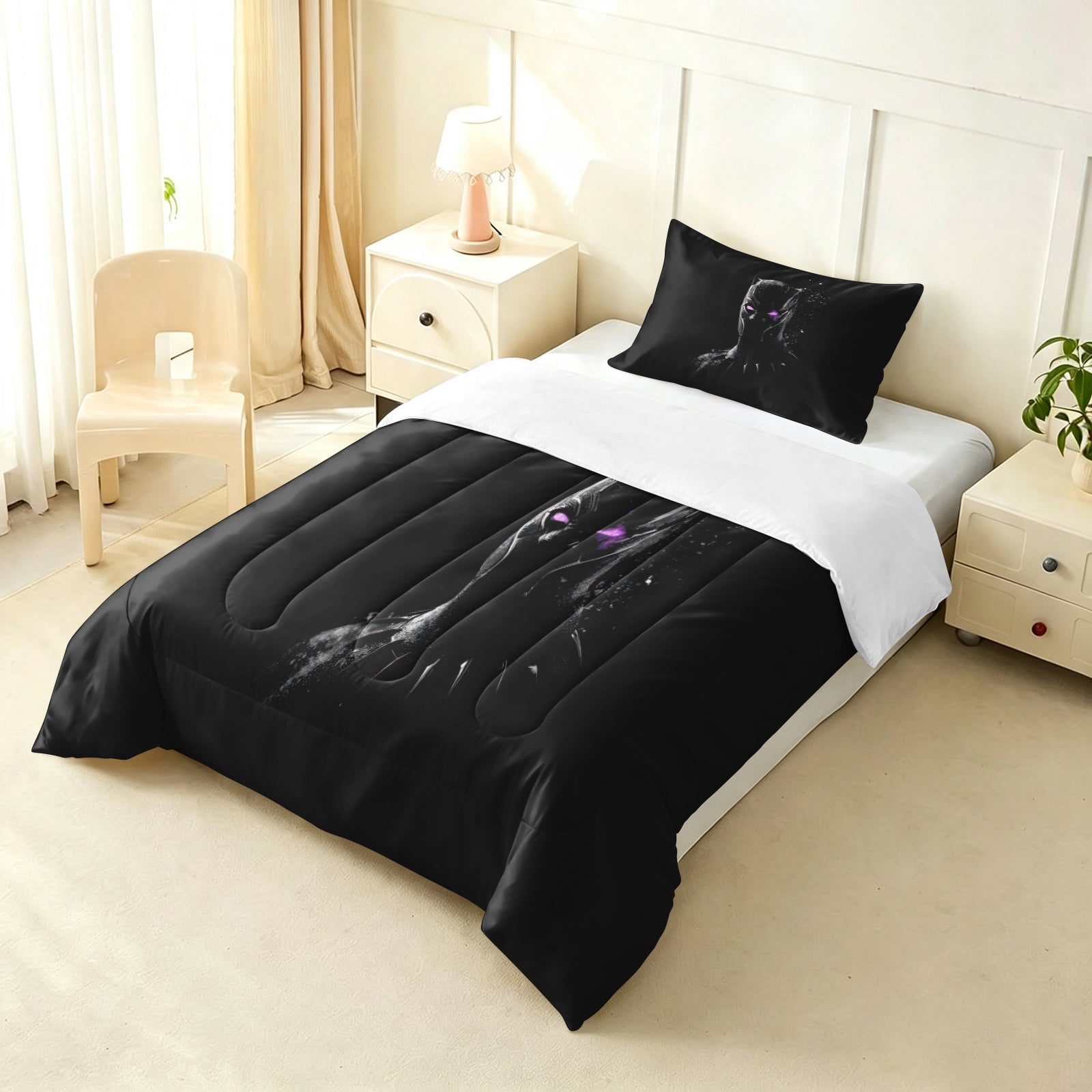 ‌Marvel Rivals Black Panther Comforter Pillowcase Sets Blanket All Season Reversible Quilted Duvet
