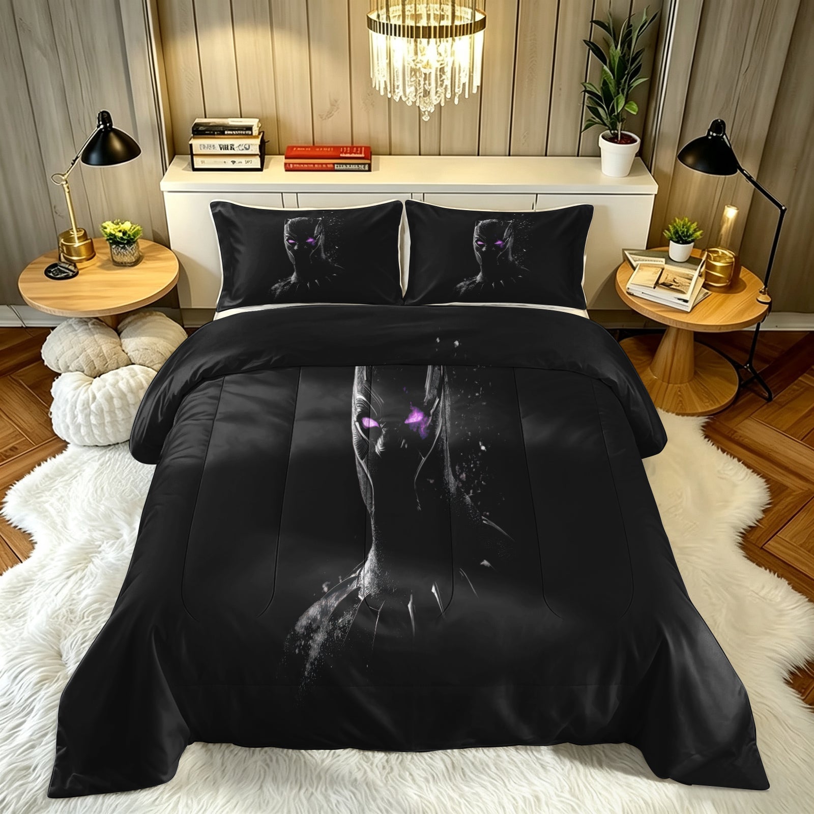 ‌Marvel Rivals Black Panther Comforter Pillowcase Sets Blanket All Season Reversible Quilted Duvet
