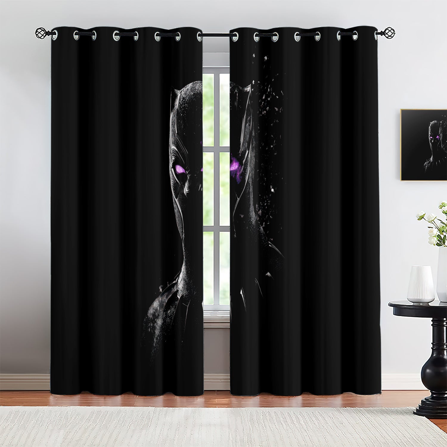 Marvel Rivals Black Panther Blackout Curtains Drapes For Window Treatment Set