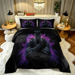 ‌Marvel Rivals Black Panther Comforter Pillowcase Sets Blanket All Season Reversible Quilted Duvet