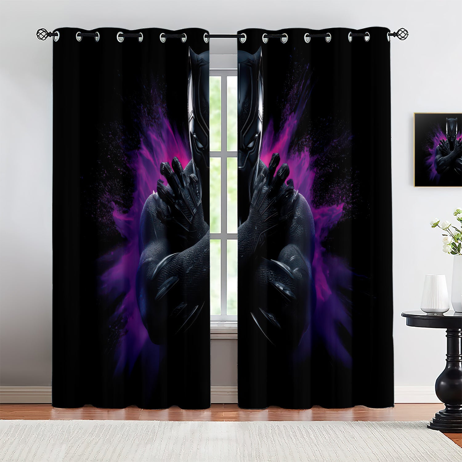 Marvel Rivals Black Panther Blackout Curtains Drapes For Window Treatment Set