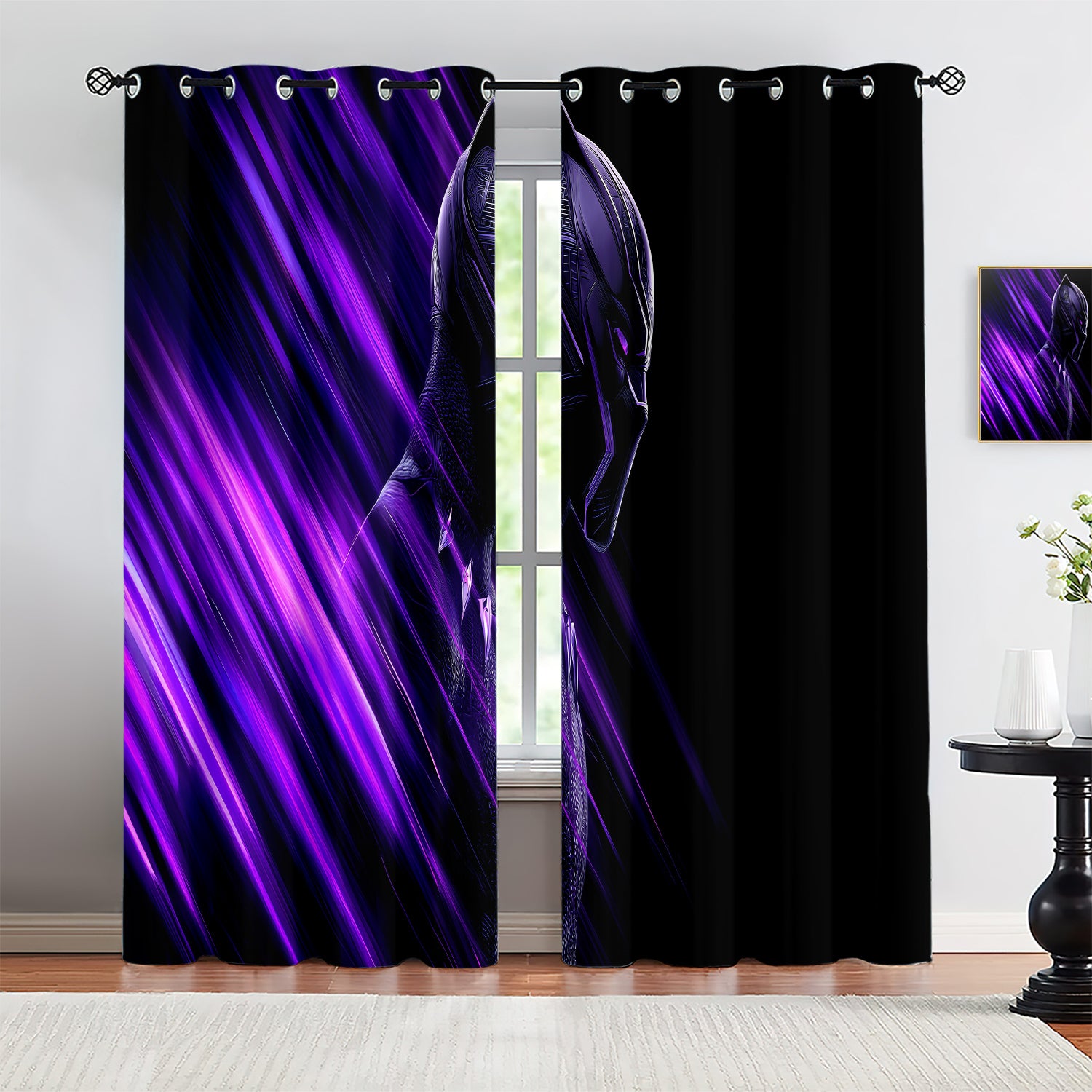 Marvel Rivals Black Panther Blackout Curtains Drapes For Window Treatment Set