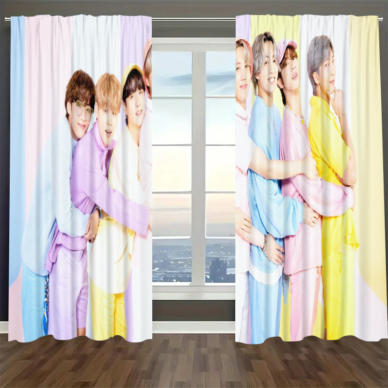 Kpop BTS Blackout Curtains Drapes For Window Treatment Set