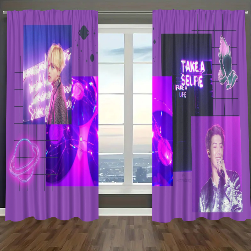 Kpop BTS Blackout Curtains Drapes For Window Treatment Set