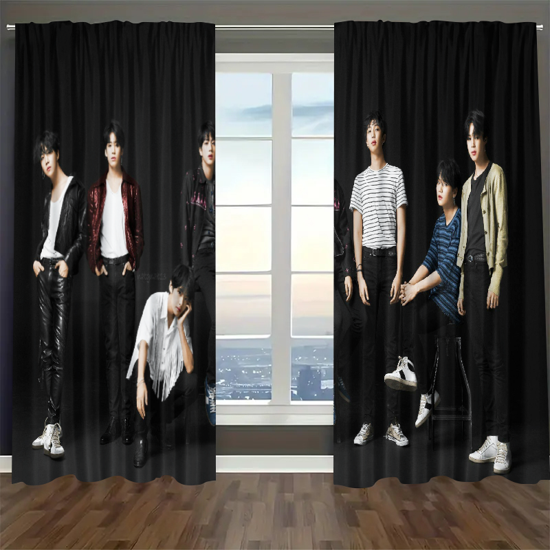 Kpop BTS Blackout Curtains Drapes For Window Treatment Set