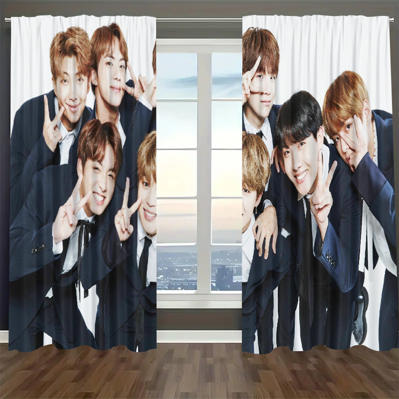 Kpop BTS Blackout Curtains Drapes For Window Treatment Set