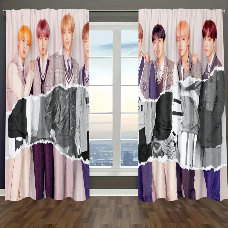 Kpop BTS Blackout Curtains Drapes For Window Treatment Set