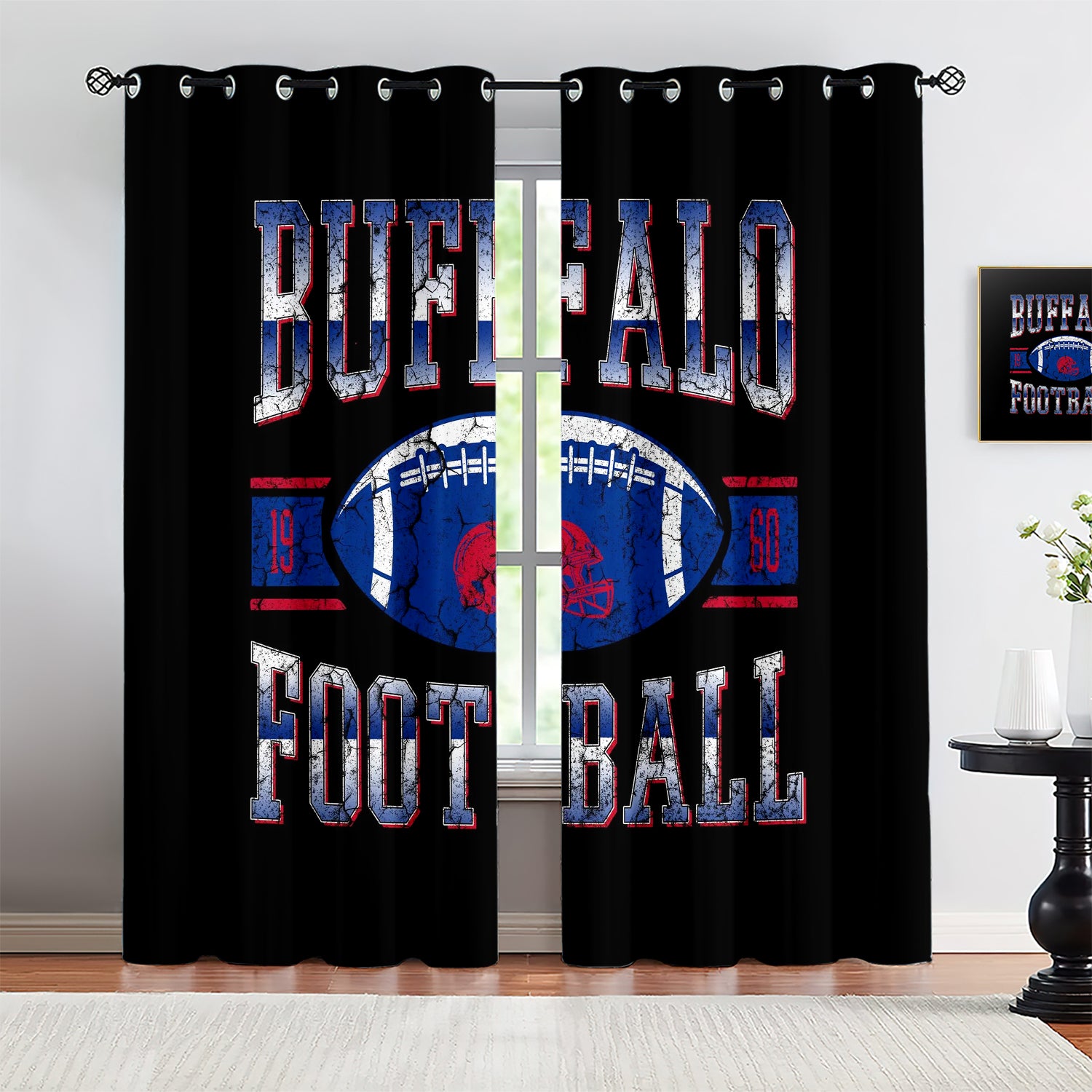 Buffalo Bills Blackout Curtains Drapes For Window Treatment Set