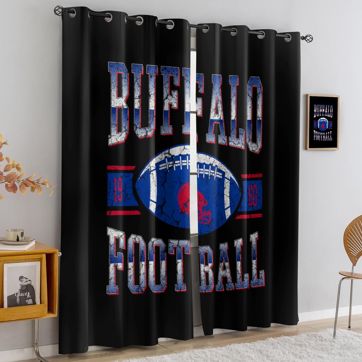 Buffalo Bills Blackout Curtains Drapes For Window Treatment Set