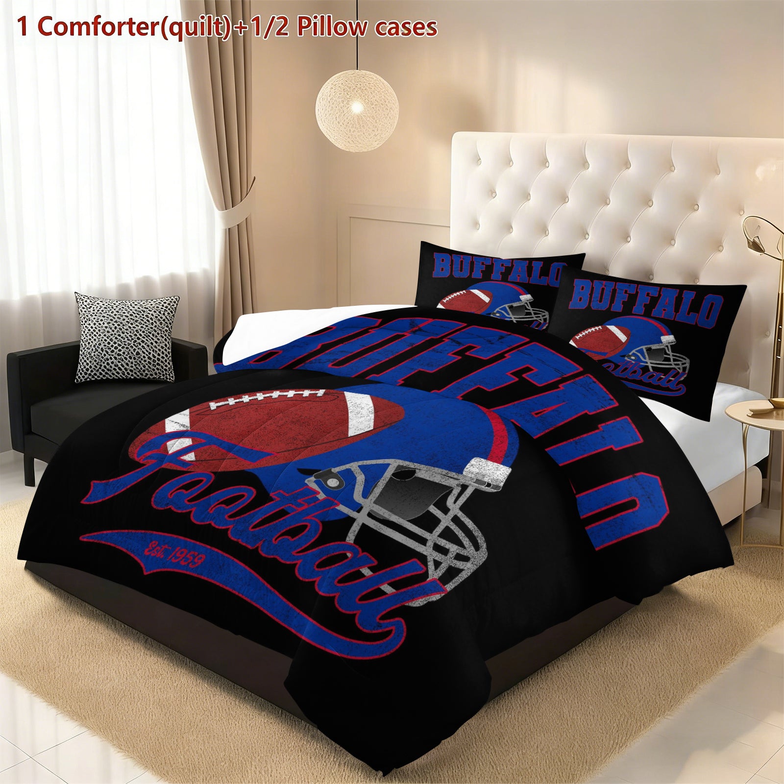 Buffalo Bills Comforter Pillowcase Sets Blanket All Season Reversible Quilted Duvet