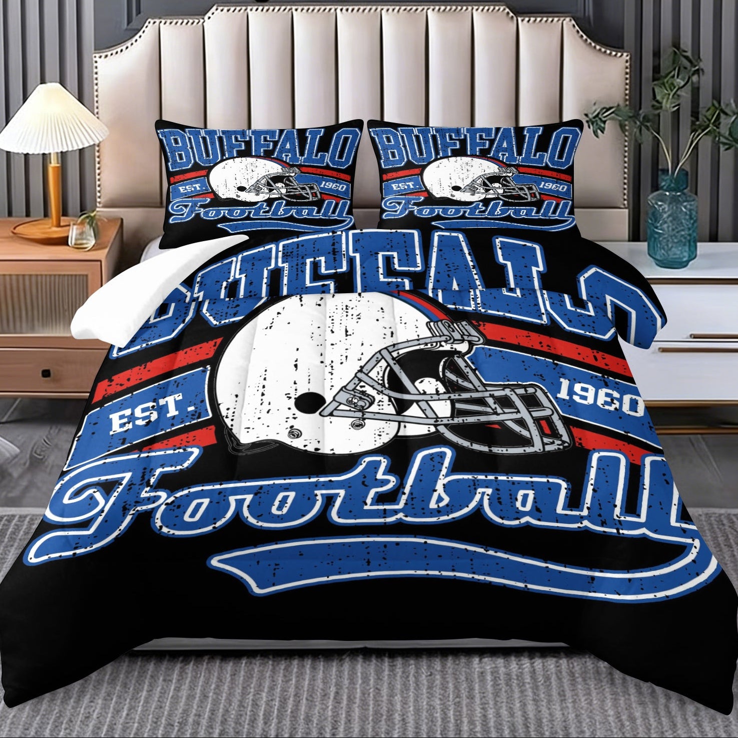 Buffalo Bills Comforter Pillowcase Sets Blanket All Season Reversible Quilted Duvet