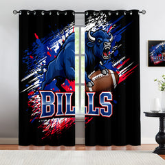 Buffalo Bills Blackout Curtains Drapes For Window Treatment Set
